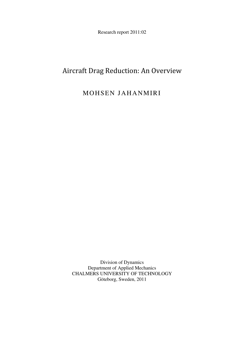 Pdf Aircraft Drag Reduction An Overview