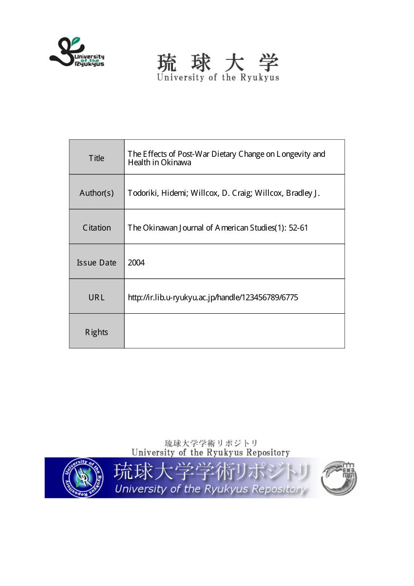 PDF) The effects of post-war dietary change on longevity and 