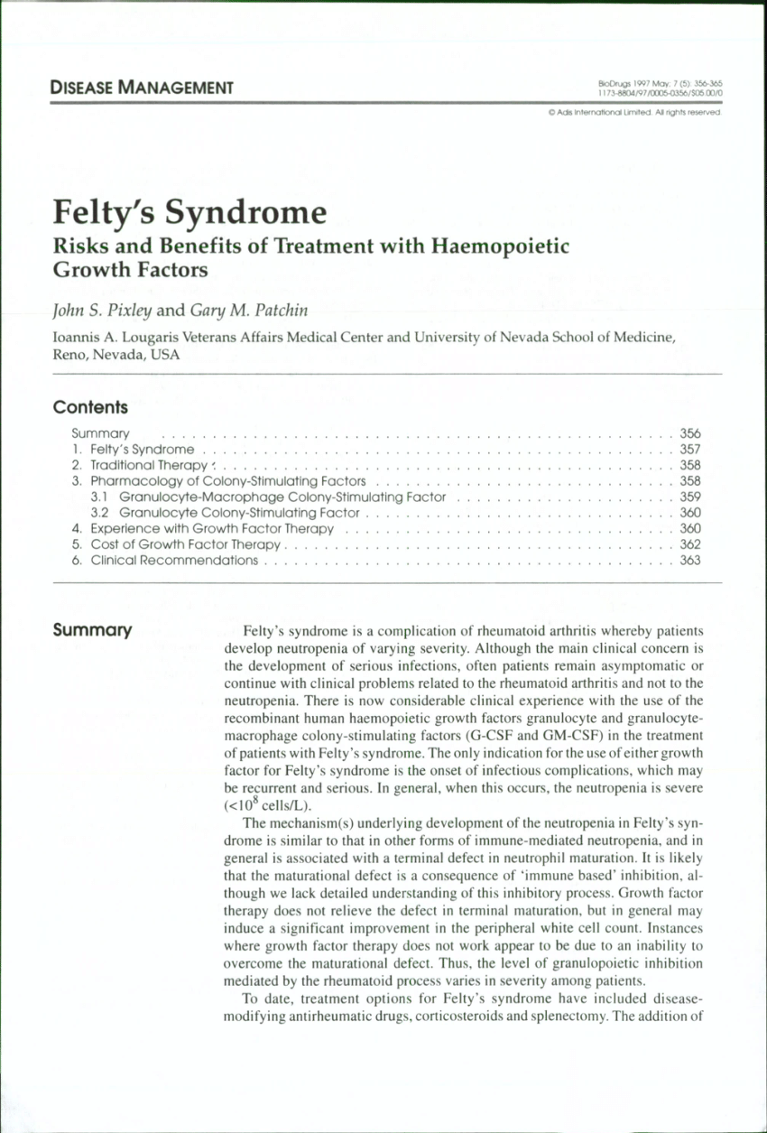 (PDF) Felty's Syndrome