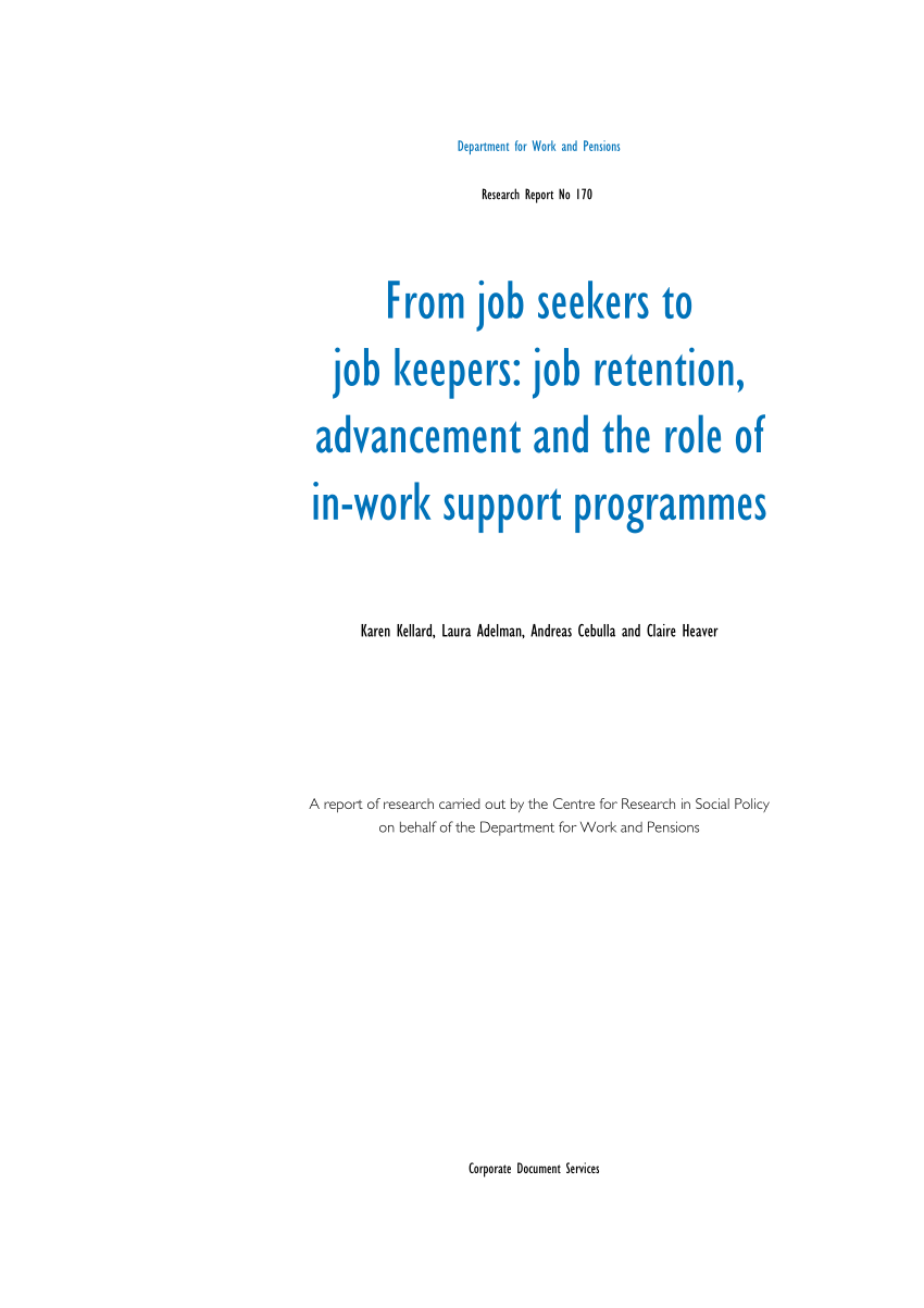 Pdf From Job Seekers To Job Keepers Job Retention Advancement
