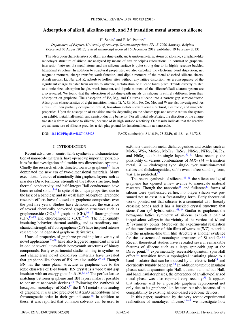 Pdf Adsorption Of Alkali Alkaline Earth And Transition