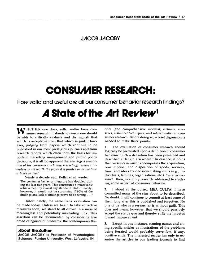 consumer research literature