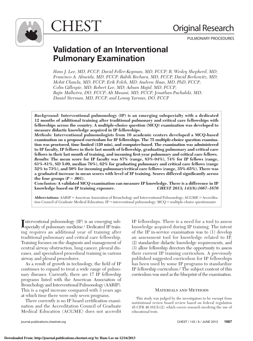 Pdf Validation Of An Interventional Pulmonary Examination - 