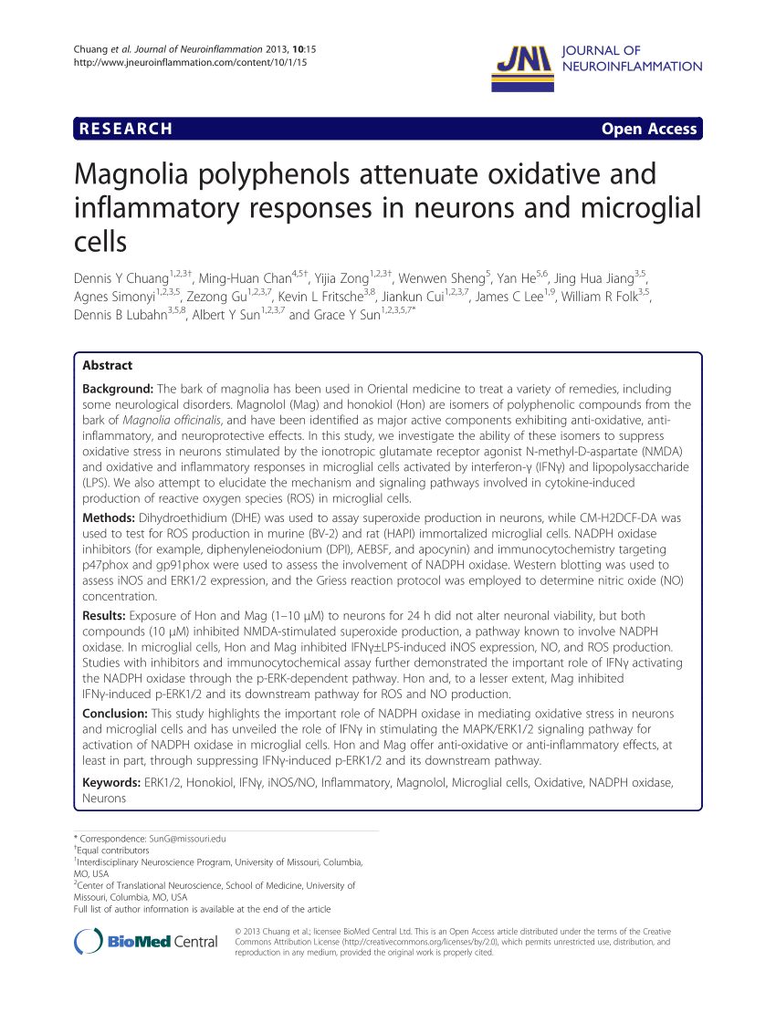 PDF) Magnolia polyphenols attenuate oxidative and inflammatory ...