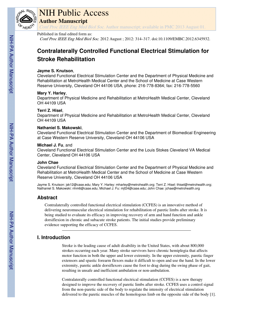 Stroke Rehabilitation: Use of electrical stimulation to help arm and hand  recovery 