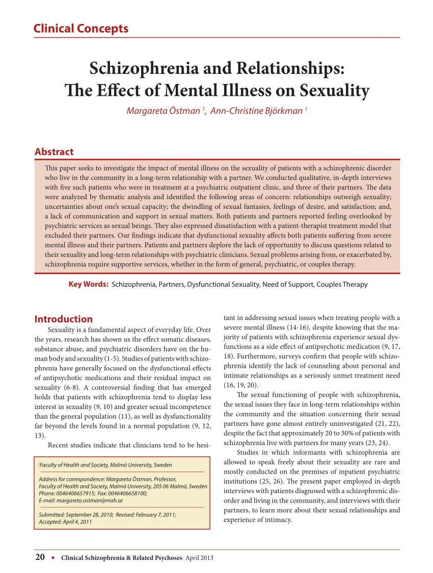 PDF Schizophrenia and Relationships