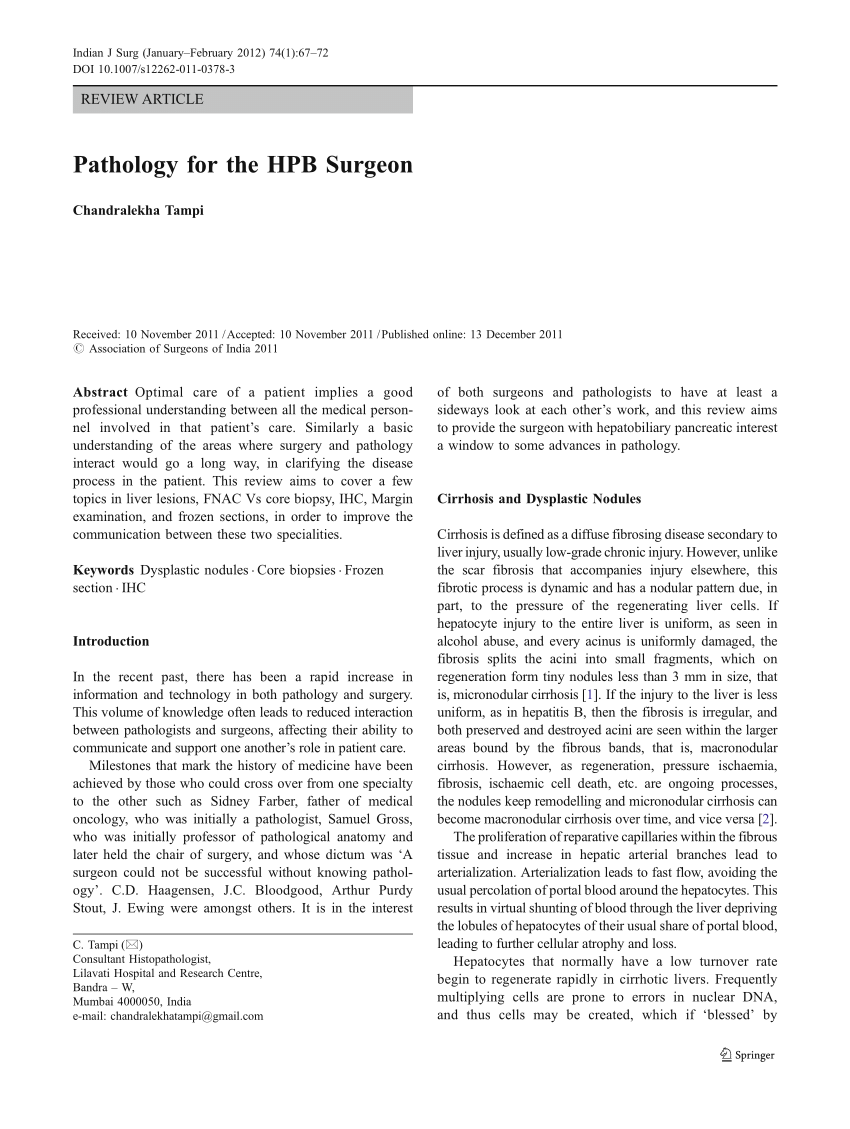 PDF) Pathology for the HPB Surgeon