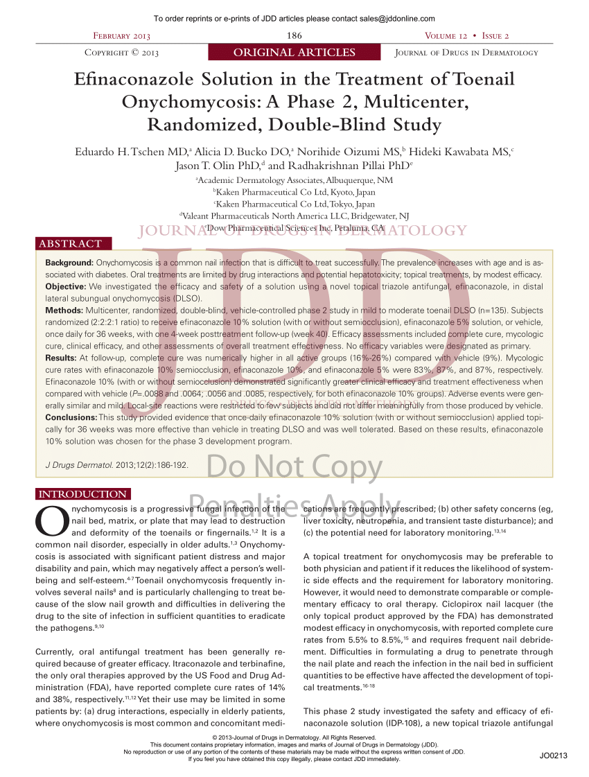 PDF) Efinaconazole Solution in the Treatment of Toenail