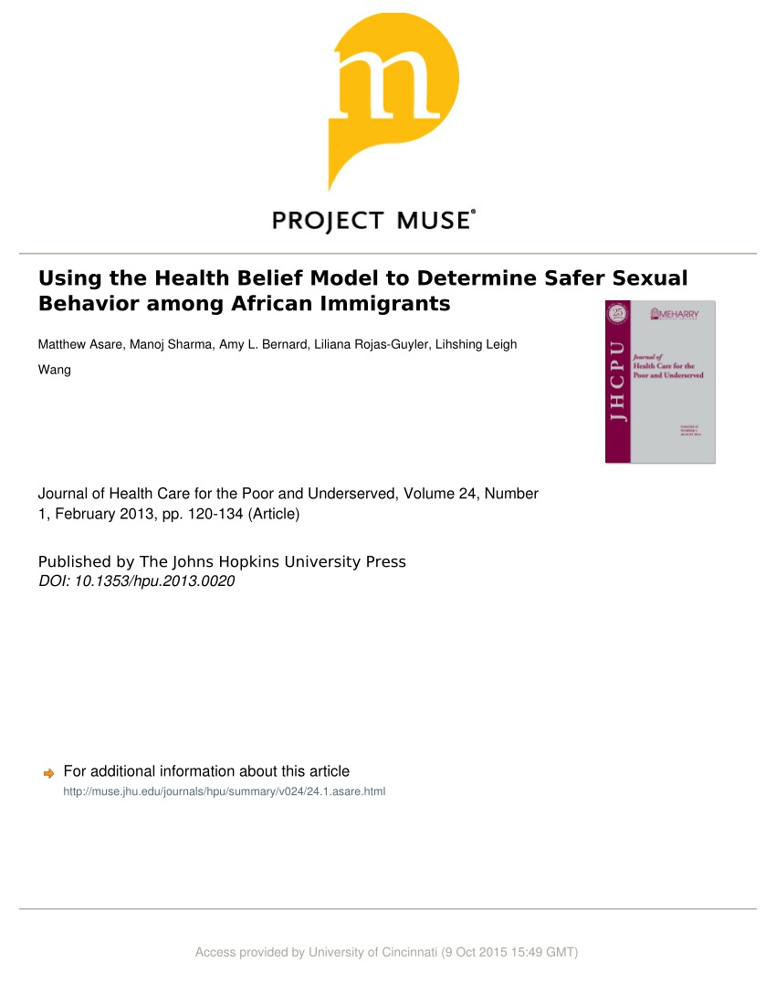 PDF Using the Health Belief Model to Determine Safer Sexual