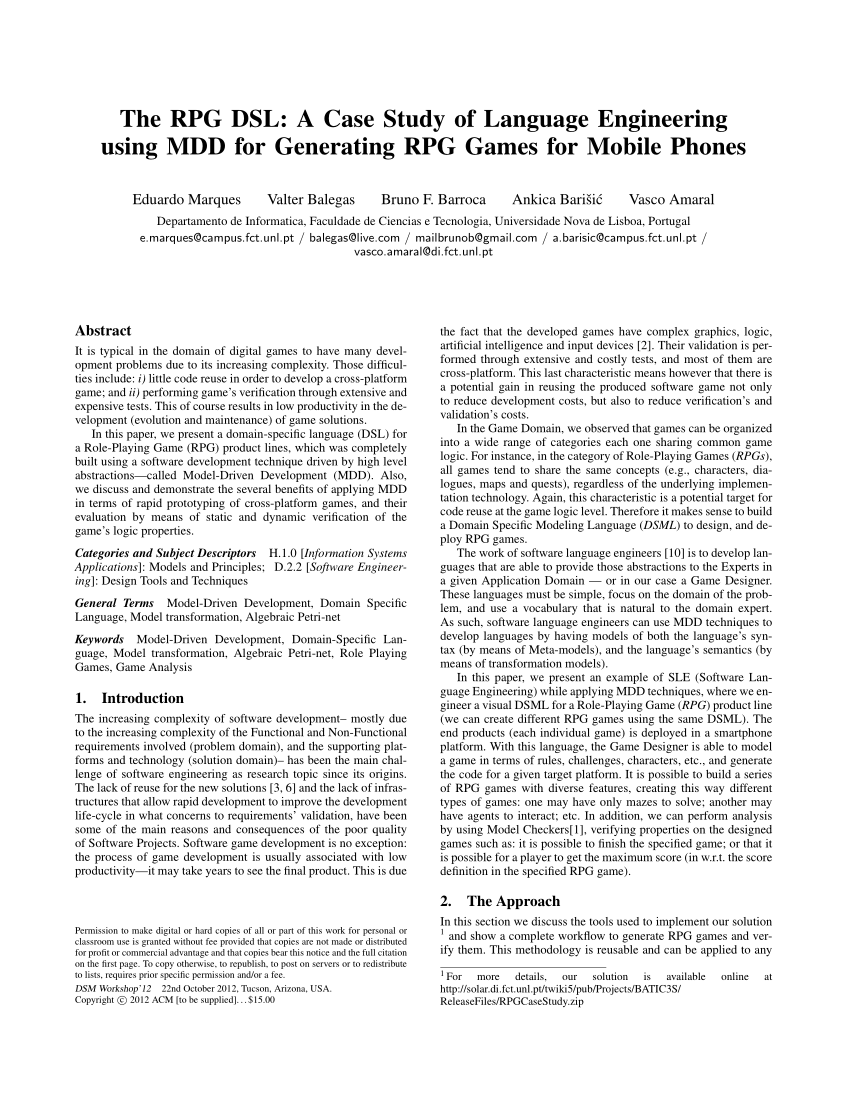 Pdf The Rpg Dsl A Case Study Of Language Engineering Using Mdd