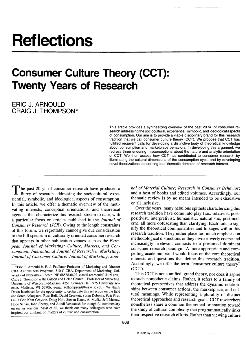 research work on consumer culture