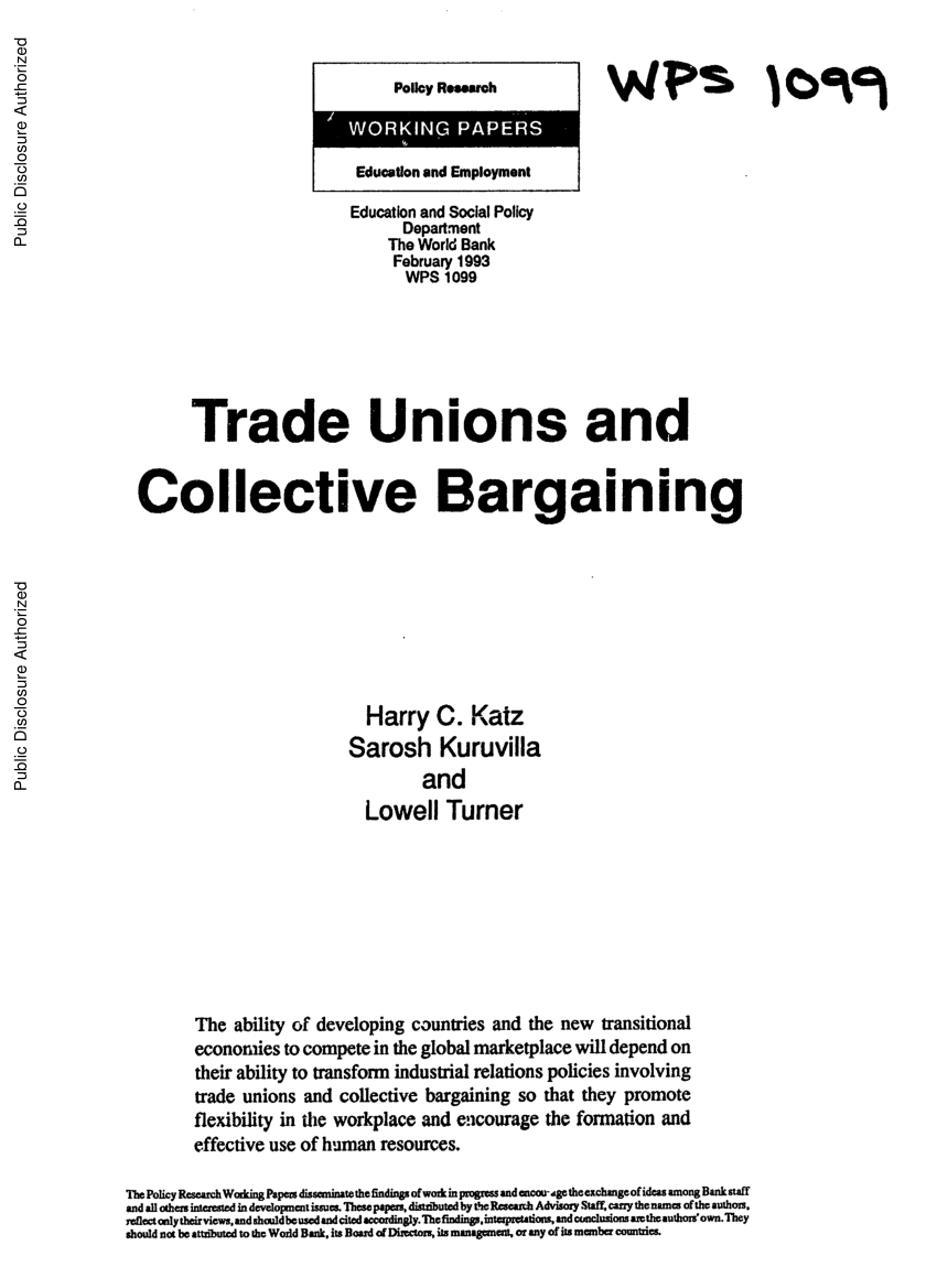 PDF) Trade unions and collective bargaining With Regard To trade union recognition agreement template