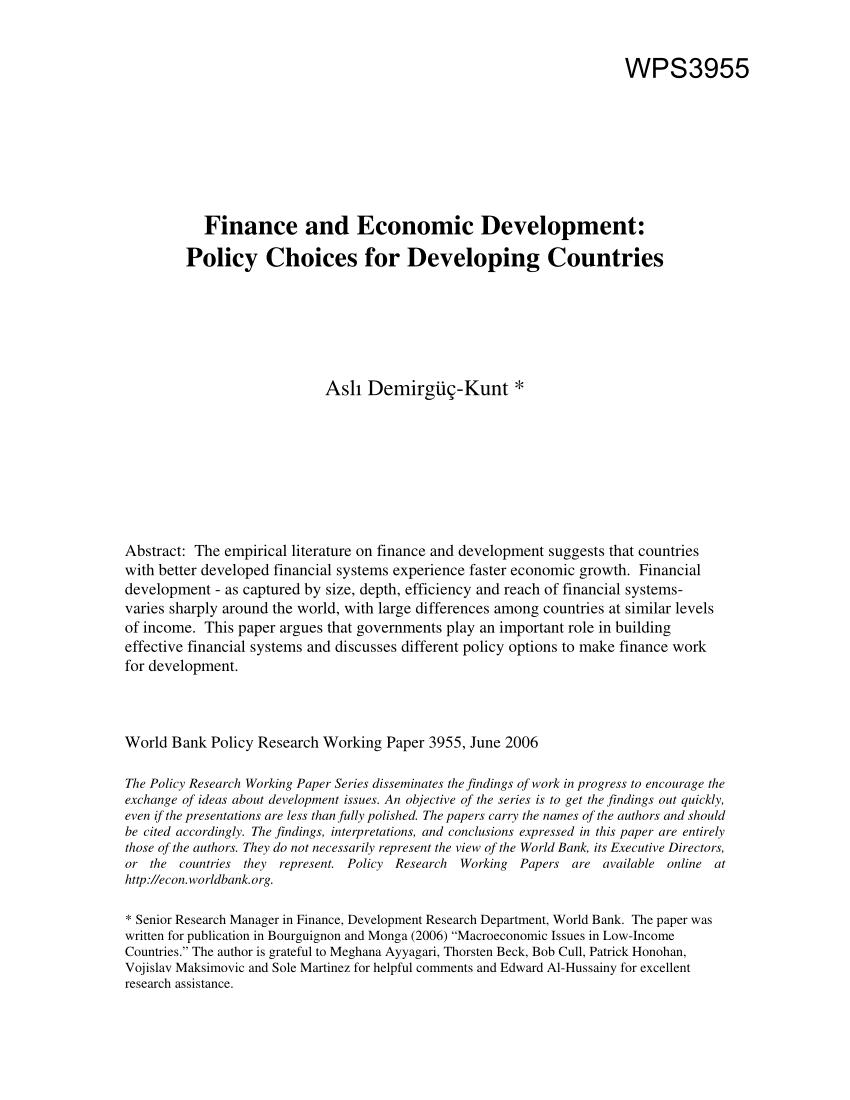 thesis finance developing countries
