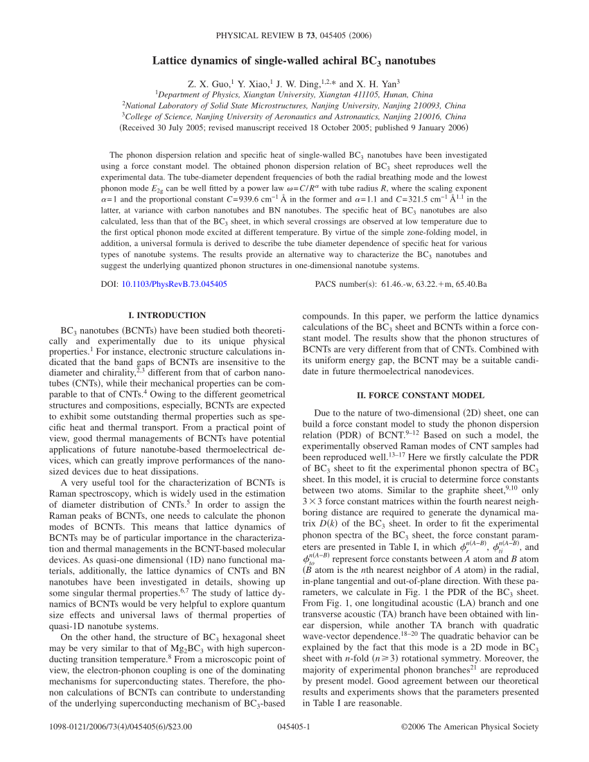 PDF) Lattice dynamics of single-walled achiral BC_ {3} nanotubes