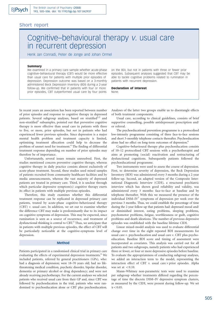 recurrent depression case study