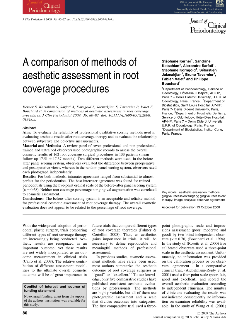 A comparison of different methods of assessing cosmetic outcome