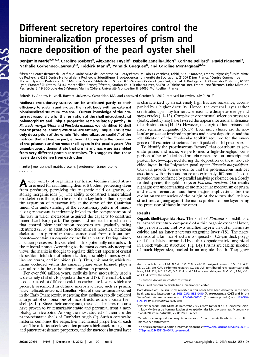 PDF) Different secretory repertoires control the biomineralization ...