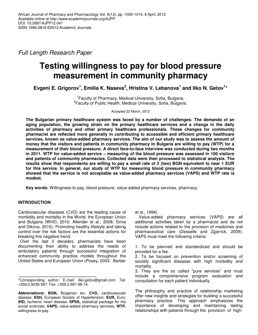 community pharmacy blood pressure monitoring