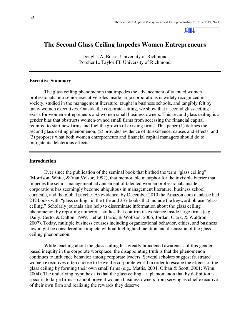 Pdf The Second Glass Ceiling Impedes Women Entrepreneurs