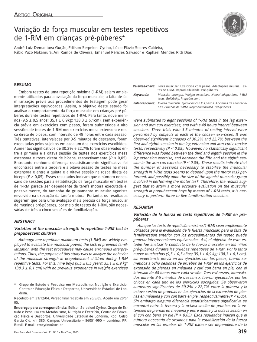 PDF) Influência do processo de familiarização para avaliação da força  muscular em testes de 1-RM