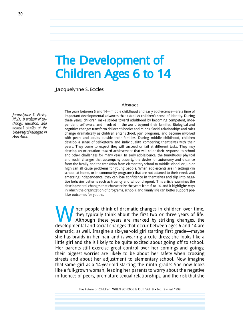 middle childhood and adolescence development paper