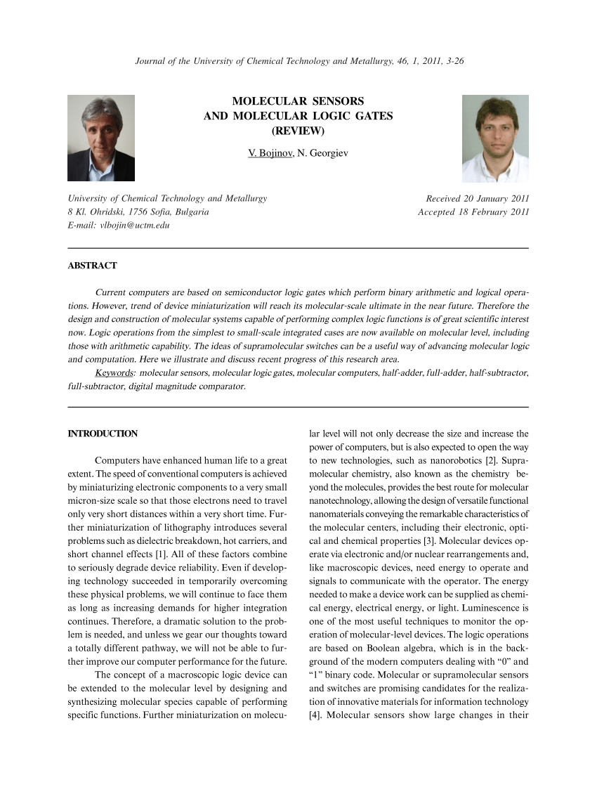 Pdf Molecular Sensors And Molecular Logic Gates