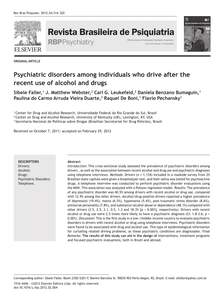 PDF) Psychiatric disorders among individuals who drive after the ...