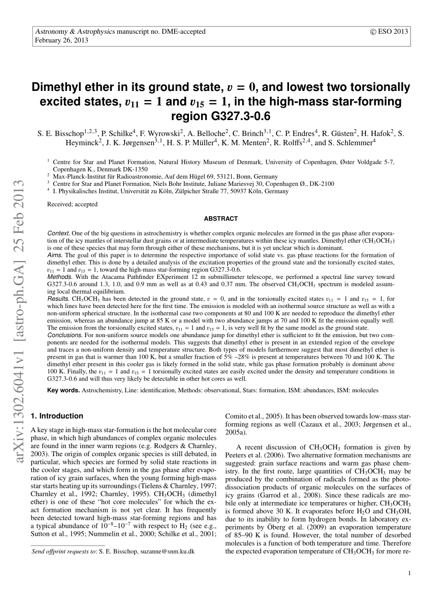 Pdf Dimethyl Ether In Its Ground State V 0 And Lowest Two Torsionally Excited States V11 1 And V15 1 In The High Mass Star Forming Region G327 3 0 6