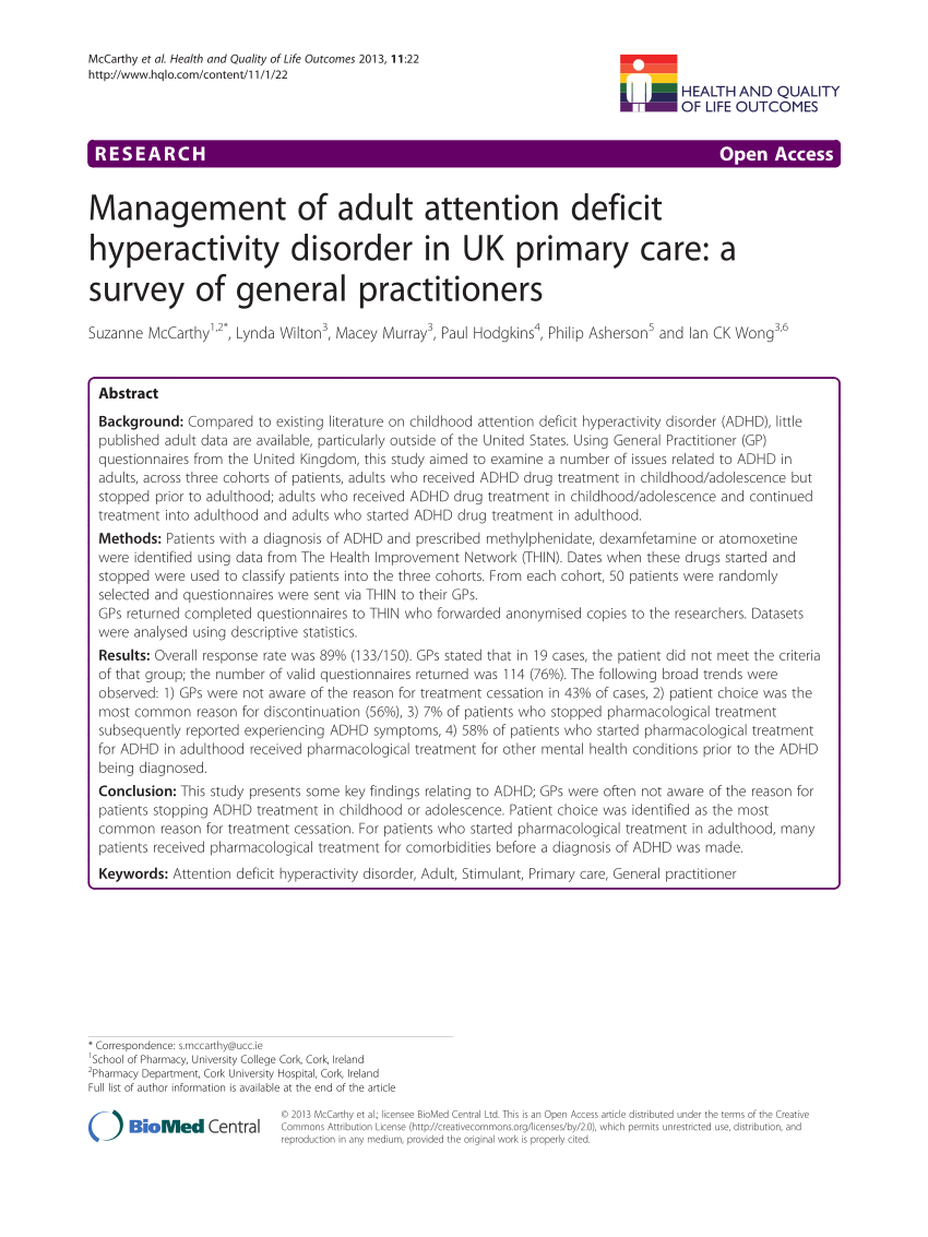 Pdf Management Of Adult Attention Deficit Hyperactivity