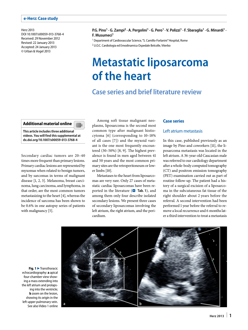 Pdf Metastatic Liposarcoma Of The Heart Case Series And Brief Literature Review