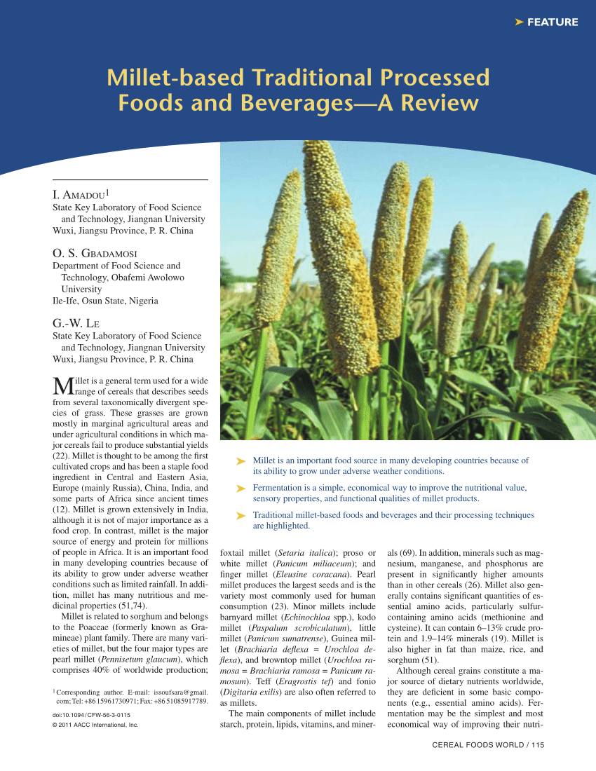 research articles on millets
