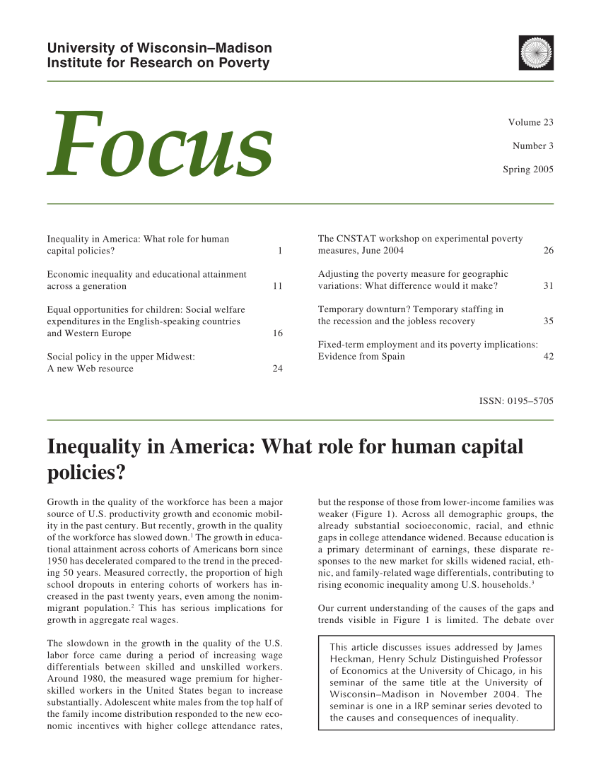 The Role Of Inequality In The United States