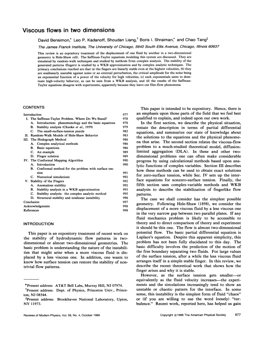 PDF Viscous Flow in two Dimensions