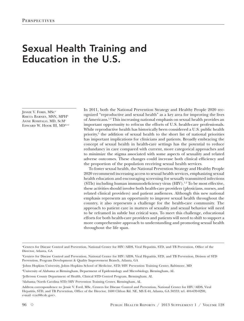 PDF Sexual Health Training and Education in the U.S