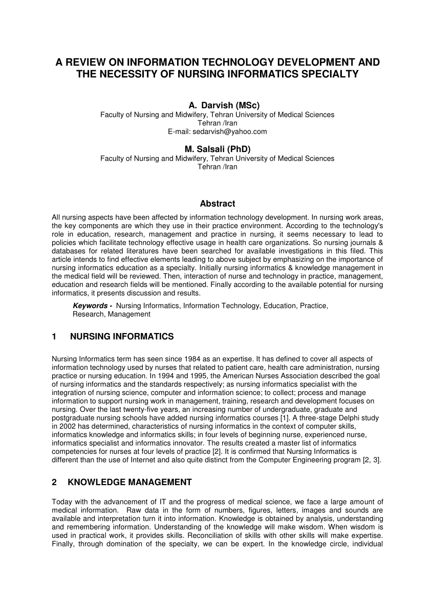 research paper of nursing informatics