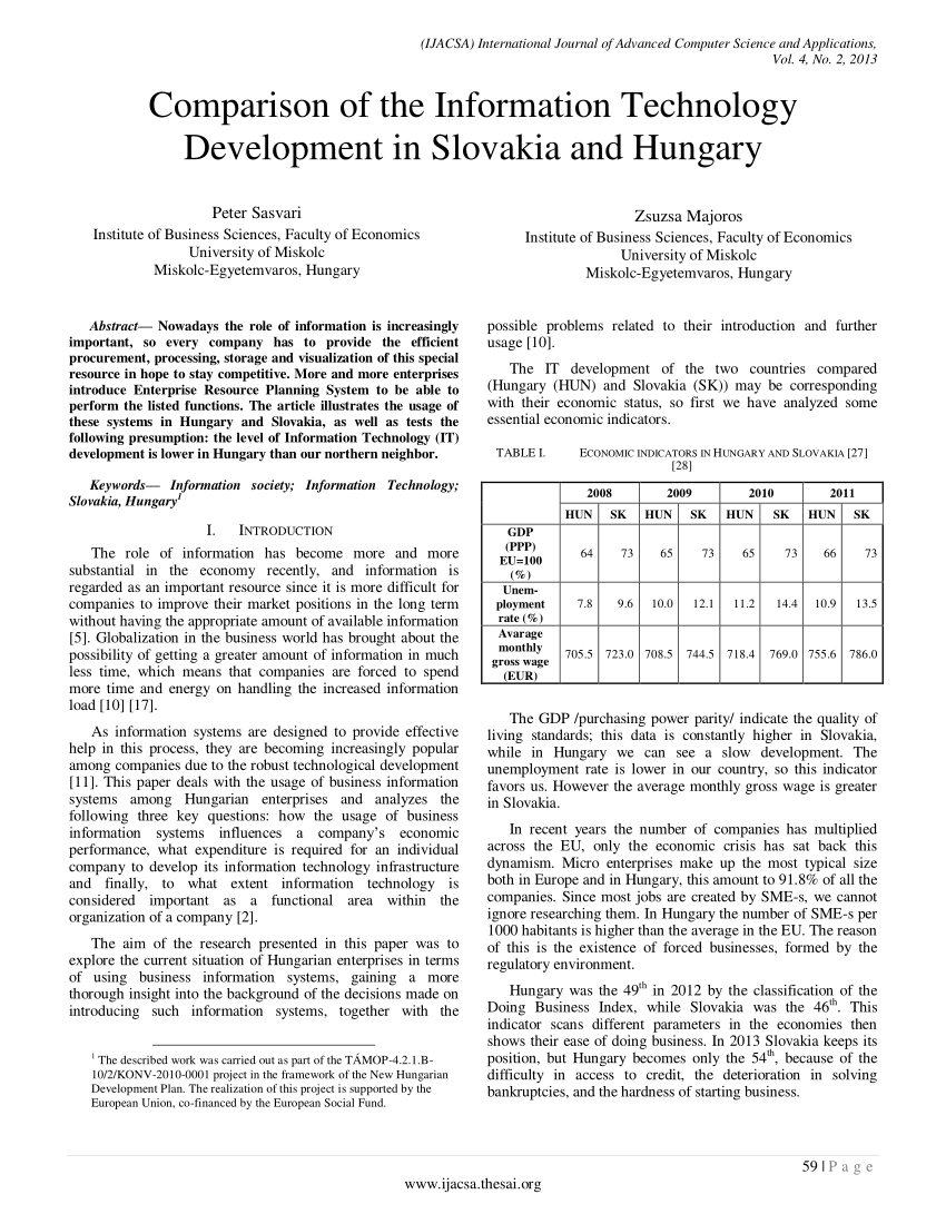 (PDF) Comparison of the Information Technology Development ...