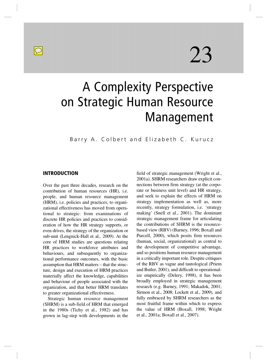strategic human resource management dissertation