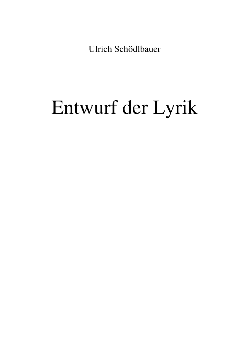 PDF Entwurf der Lyrik
