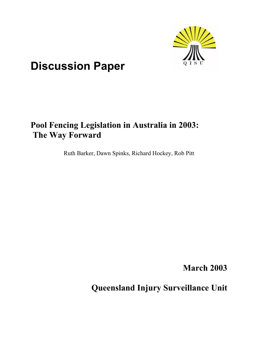 (PDF) Discussion Paper Pool Fencing Legislation in Australia in 2003