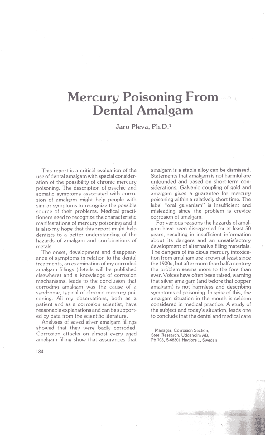 symptoms of mercury poisoning from amalgam fillings