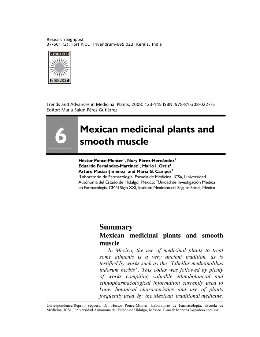 PDF) Chapter 6: Mexican medicinal plants and smooth muscle