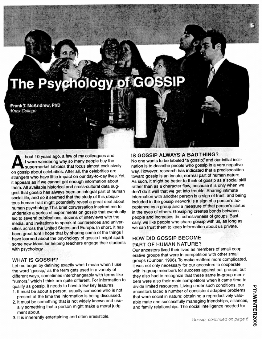 research study about gossip