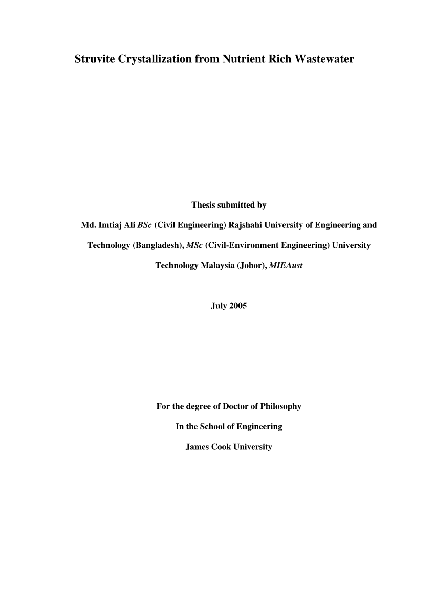 Phd thesis on wastewater treatment