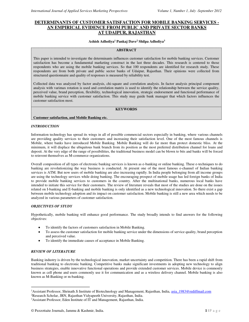 research paper on customer satisfaction on mobile banking