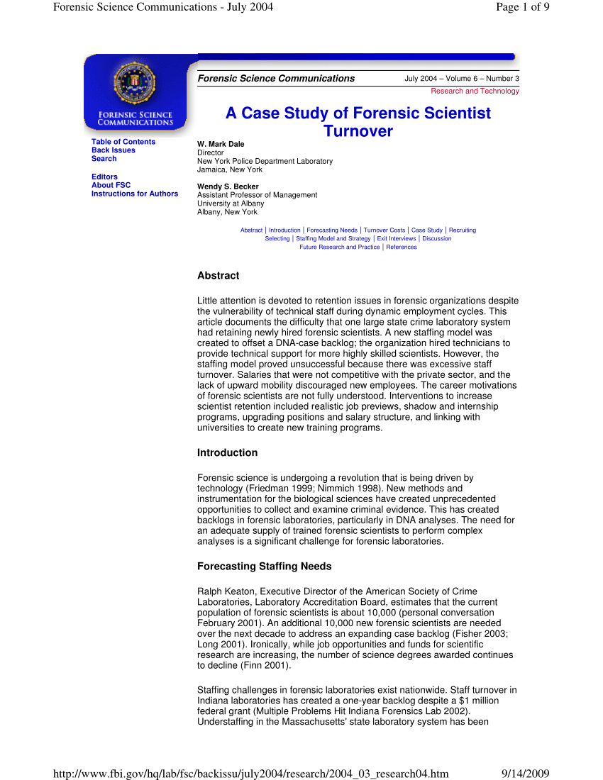 case study example forensic science