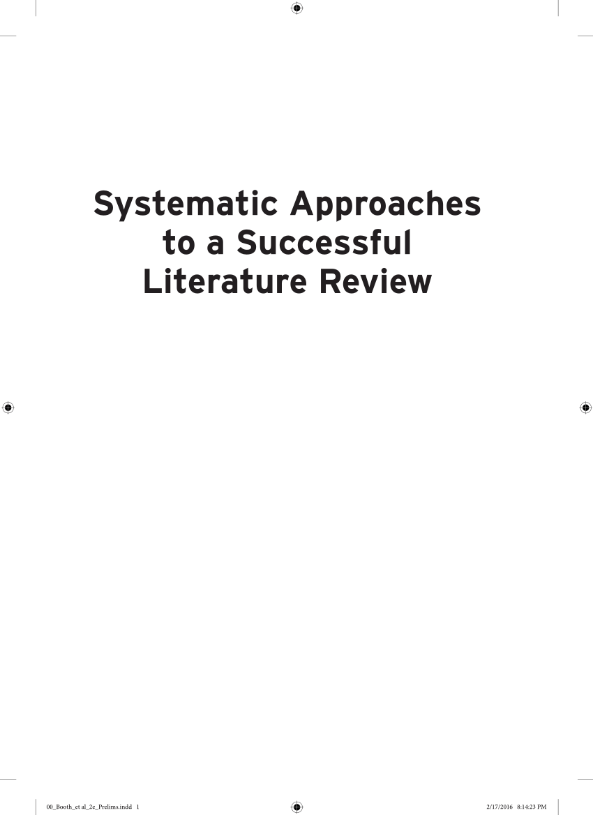 systematic approaches to a successful literature review 3rd edition