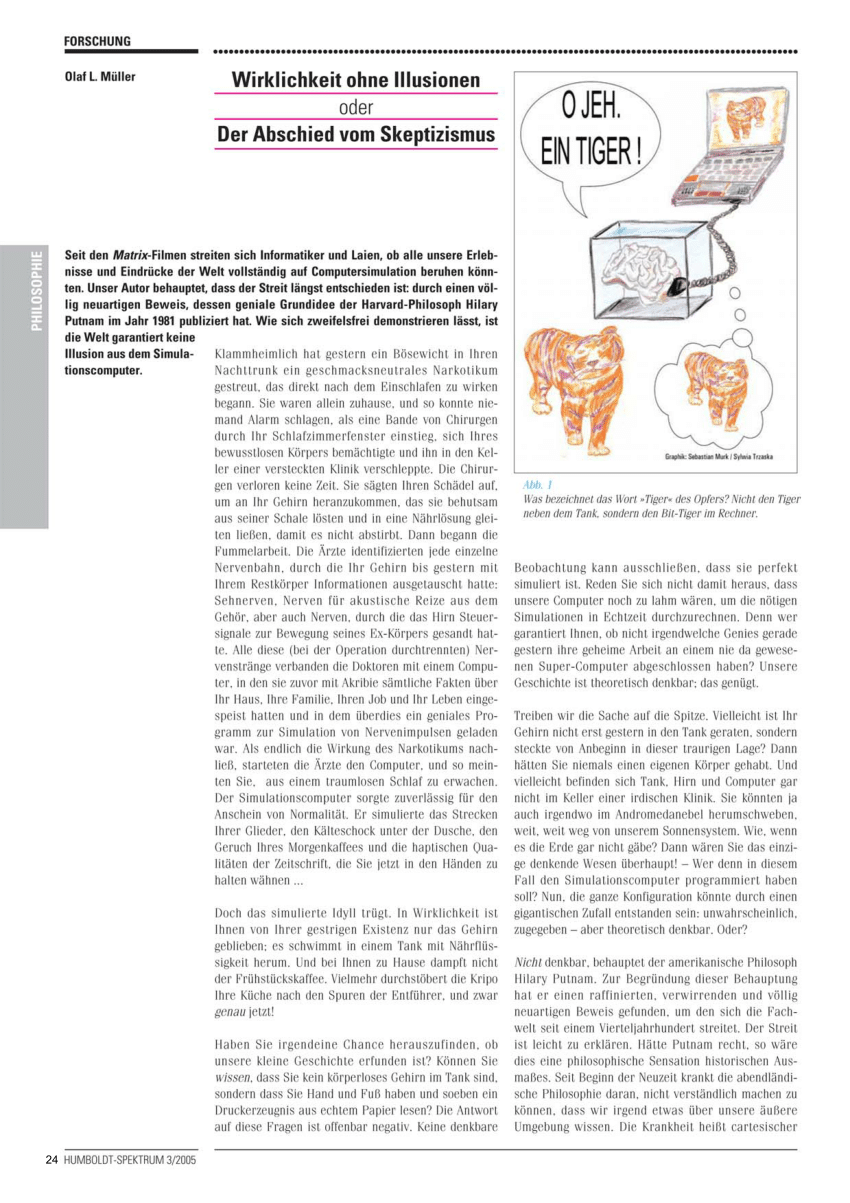 Pdf Wirklichkeit Ohne Illusionen Oder Der Abschied Vom Skeptizismus