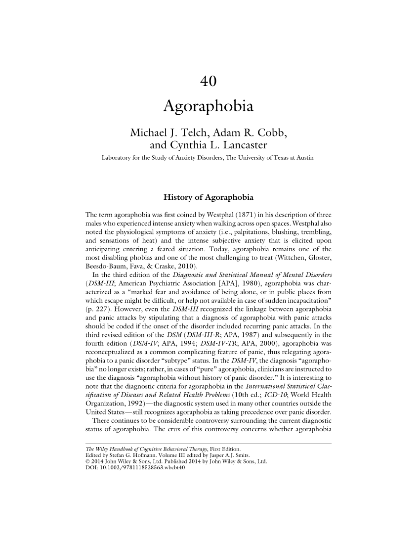 case study about agoraphobia