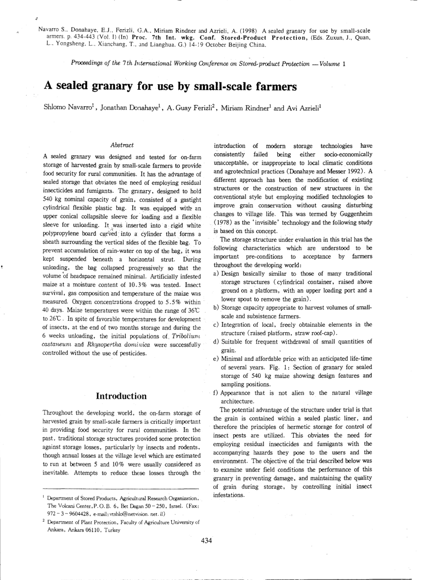 PDF) A sealed granary for use by small-scale farmers