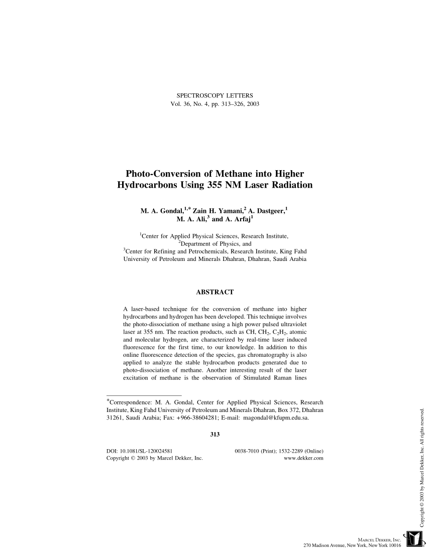 Pdf Photo Conversion Of Methane Into Higher Hydrocarbons